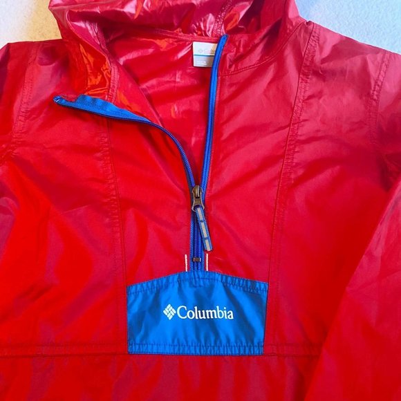 Columbia Boys Kids Wind Breaker Jacket Red Youth 14/16 Blue mesh lining - Picture 2 of 6